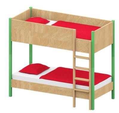 Skizze m. grünen Stollen Doppelstock Bett, 10.3.2026